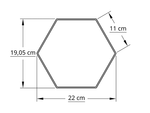 6 kantet 20,0 cm hvid